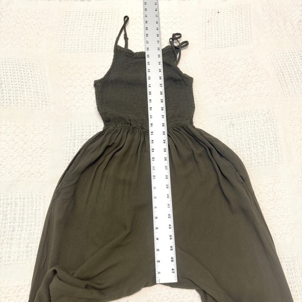 Mimi Chica large smocked cropped wide leg jumpsuit pant pockets P 3098 - Picture 6 of 11